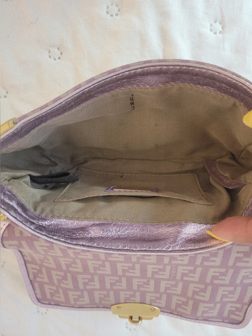 Fendi Vintage 2004 Zucchino Canvas Compilation Bag - Pink & Gold Metallic Borsa - Picture 8 of 13